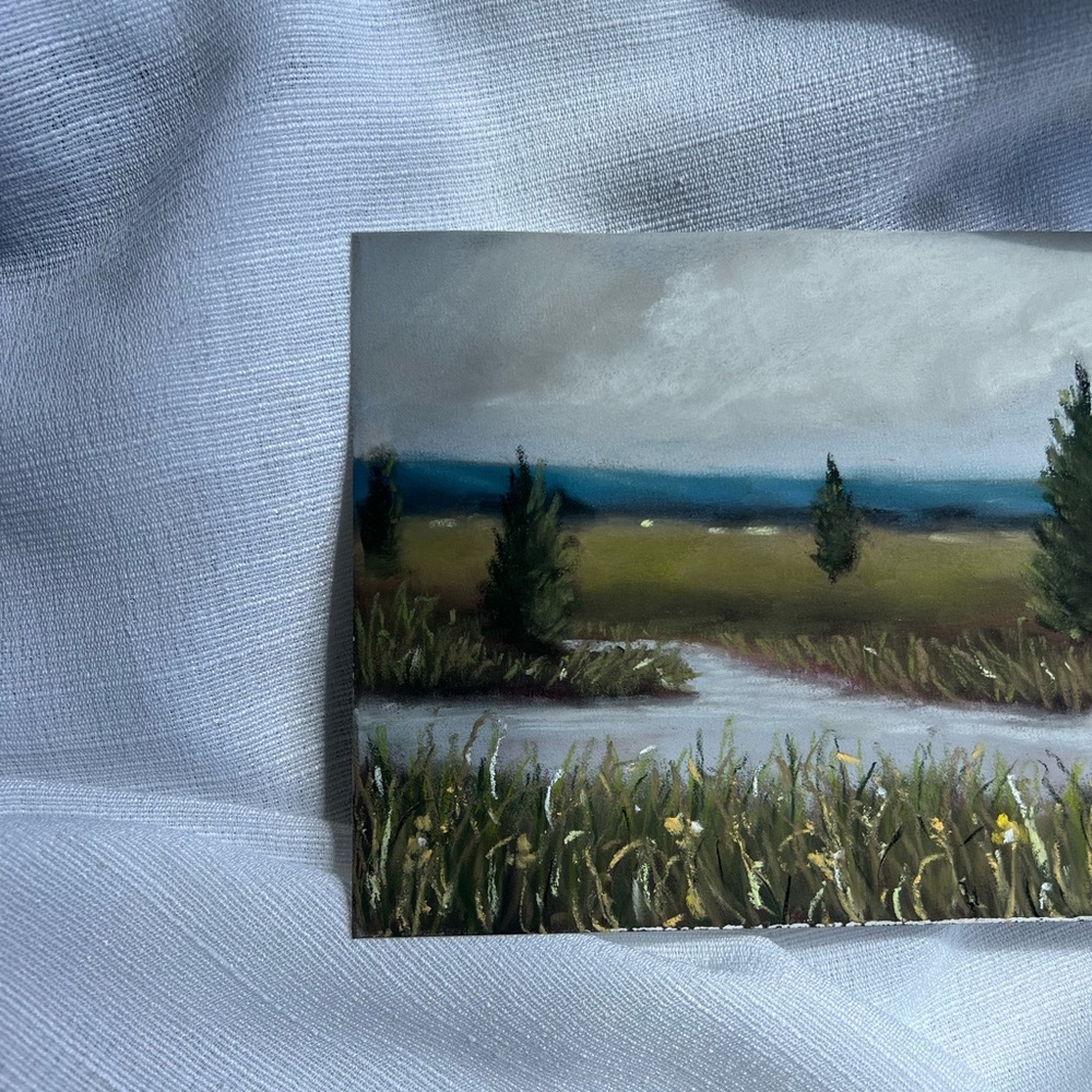 “Falling Into Blue” soft pastel painting - Picture 2 of 2